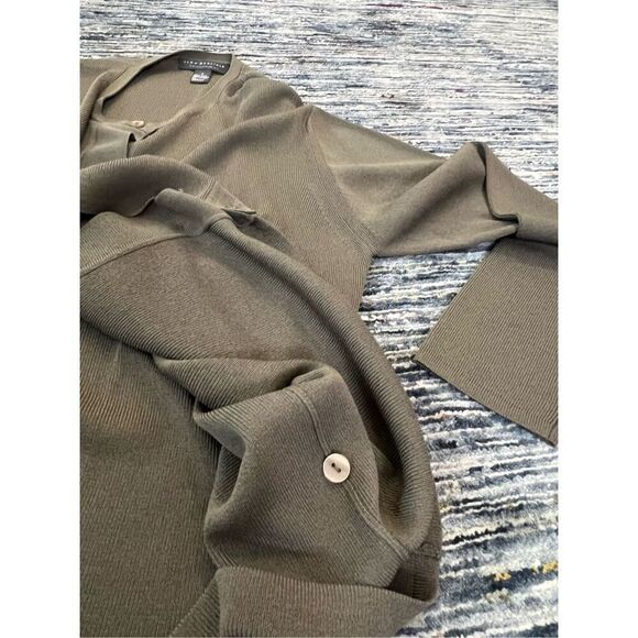 Alex Garfield grey button front cardigan silk sz S - Picture 7 of 7